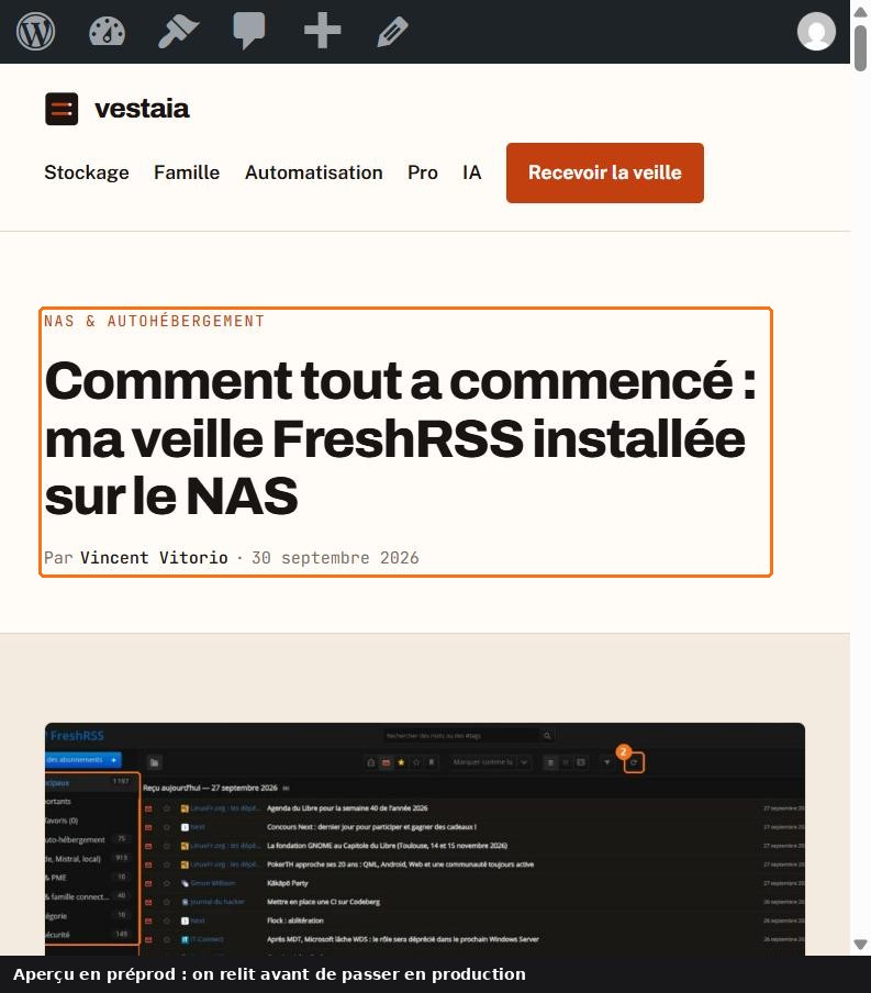 Aperçu de l'article sur la pré-production